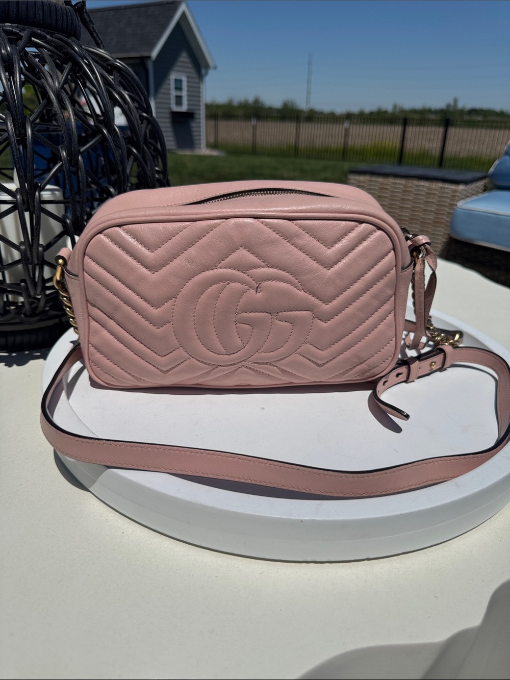 Gucci Blush Pink Chevron Matelassé Leather Crossbody Bag